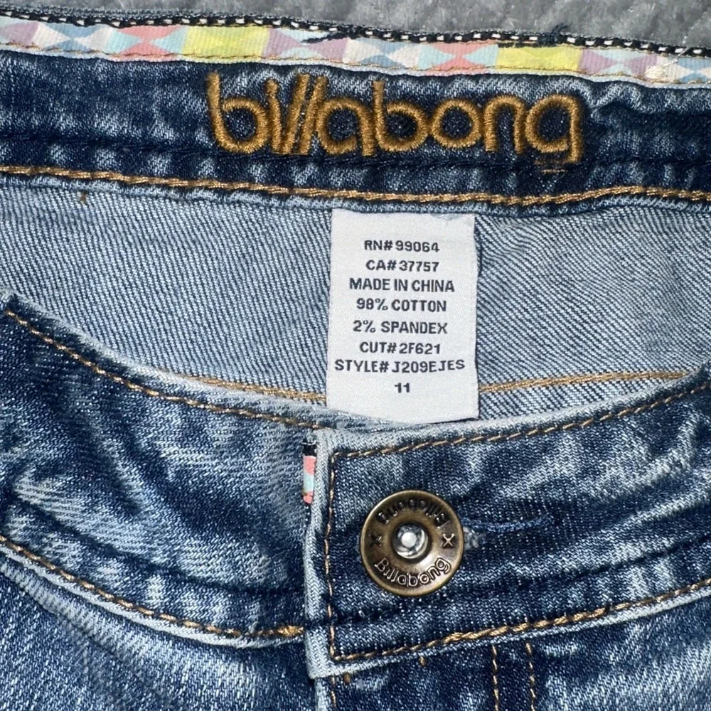 VTG Billabong Denim Low Rise Shorts Women's 11 Jean 5 inch‎ Beach Surf Skate Y2K